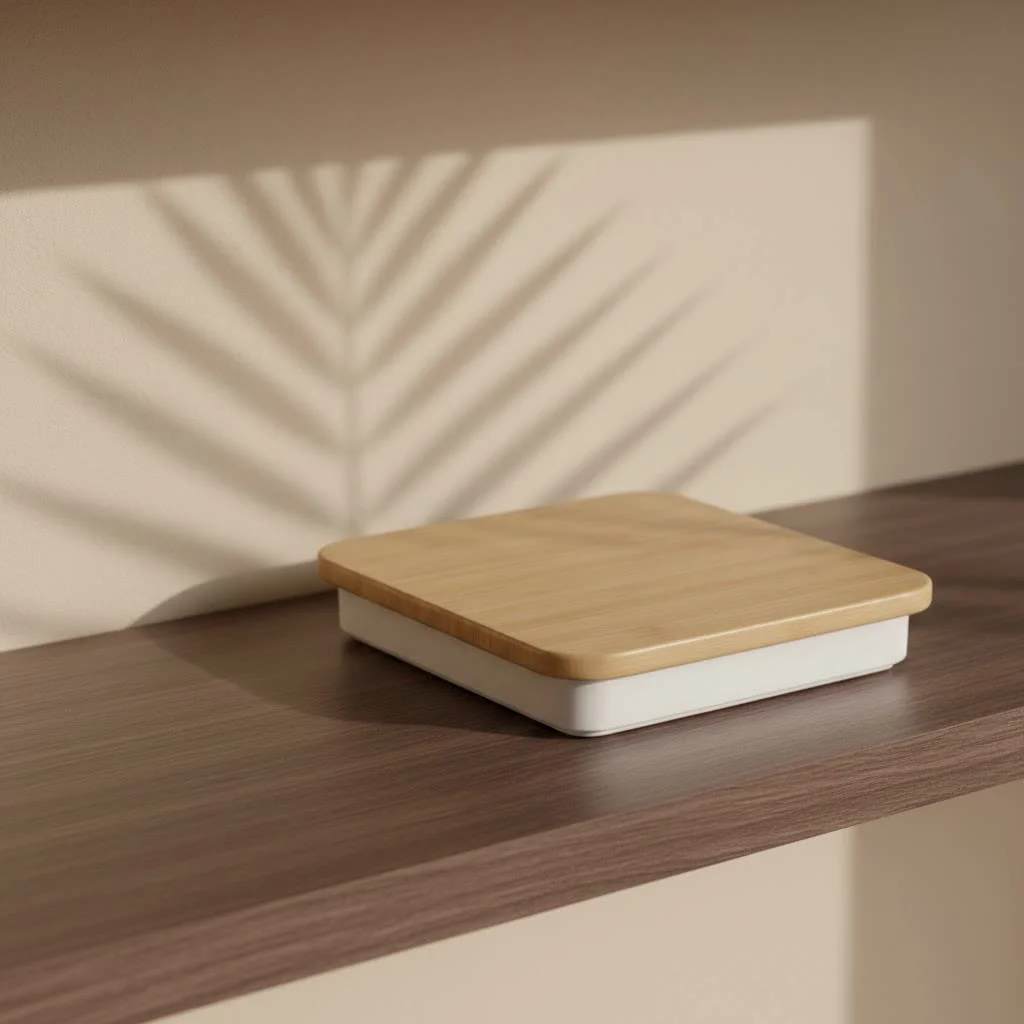 Digital kitchen scale with a bowl of flour
