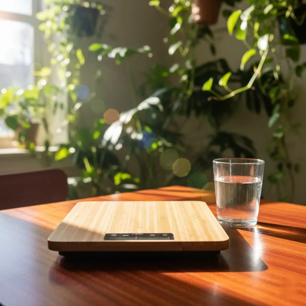 Taylor waterproof kitchen scale on a counter with ingredients