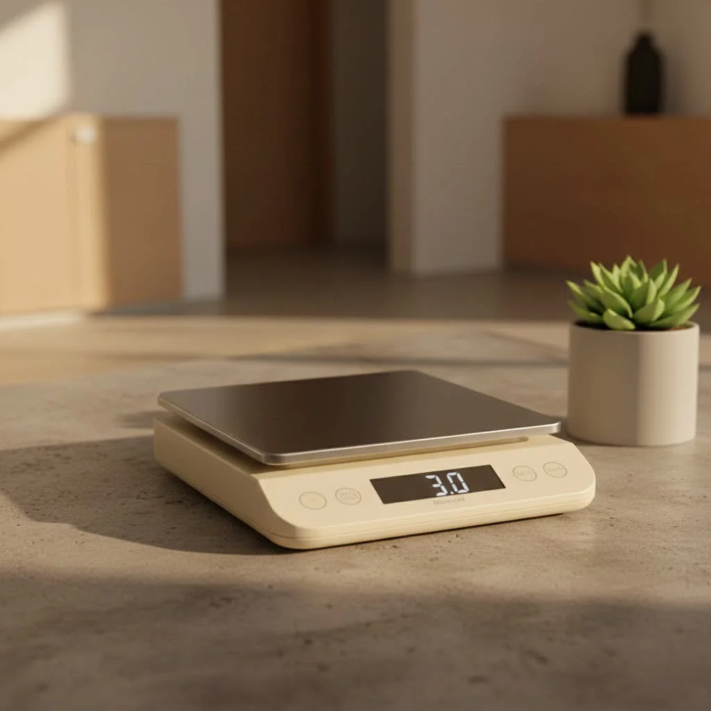 Digital kitchen scale with a bowl of ingredients