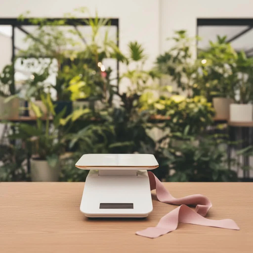 Digital kitchen scale with a bowl of flour on its platform