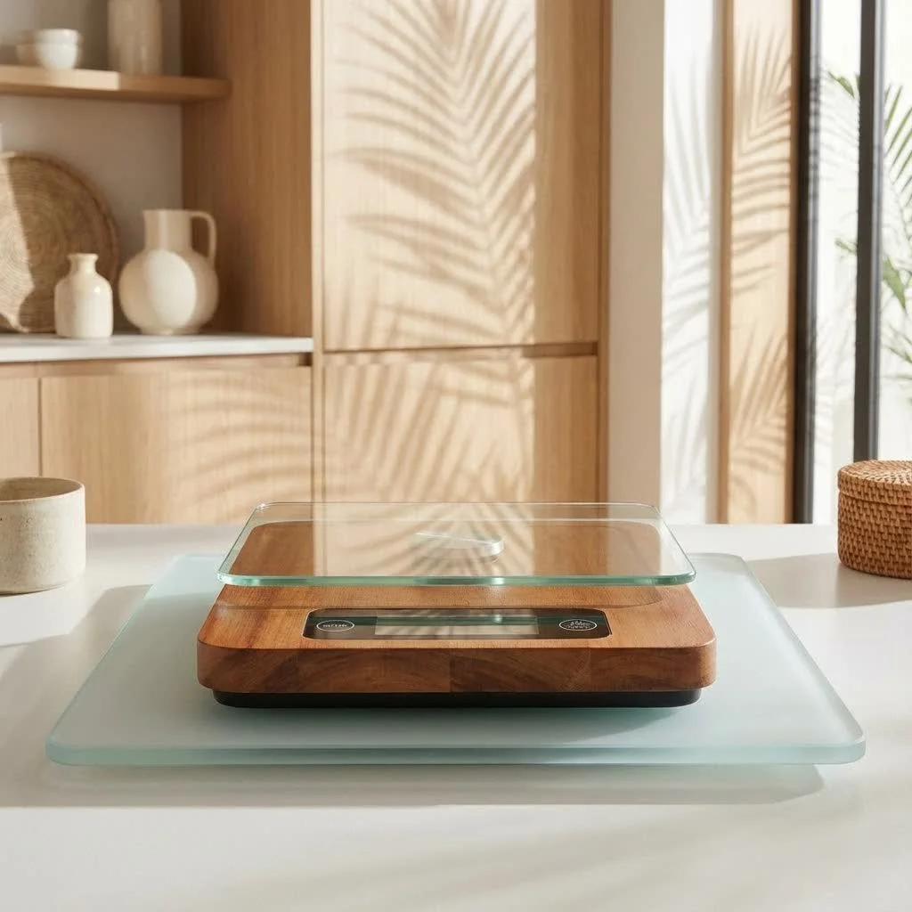 KitchenAid Dual Platform Digital Kitchen Scale on a kitchen counter