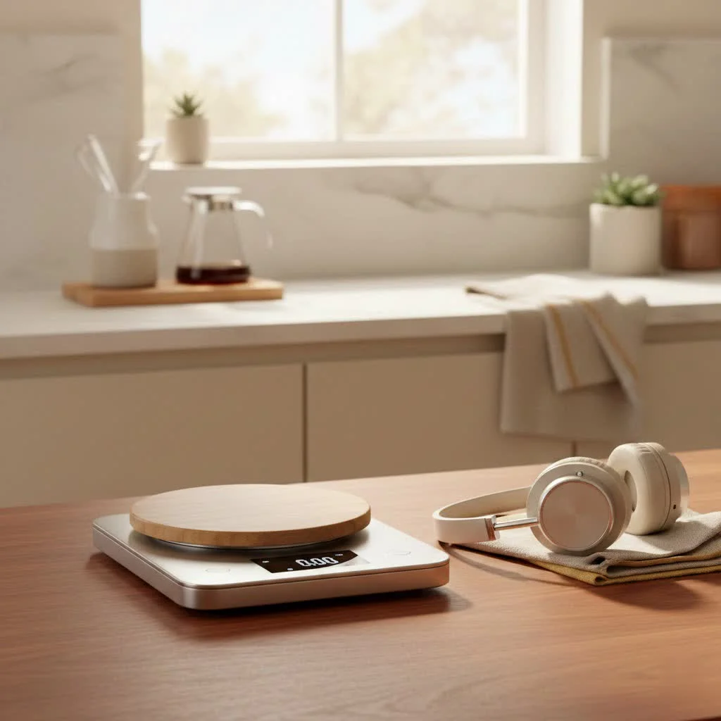 Compact digital kitchen scale with a small footprint